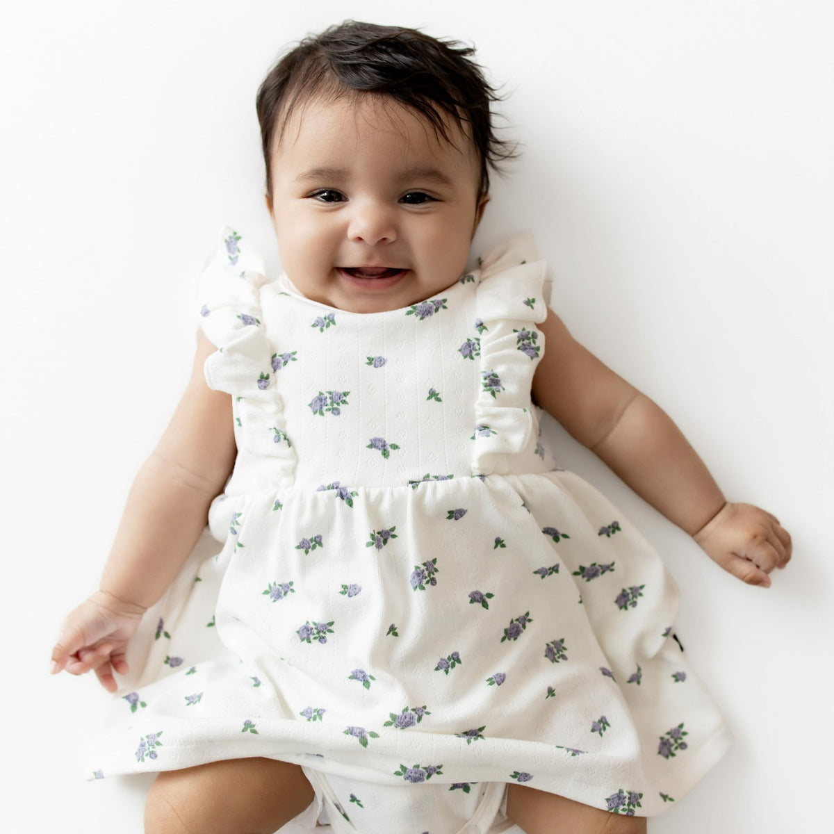 Kyte Baby Pointelle Bodysuit Dress in Spray Rose