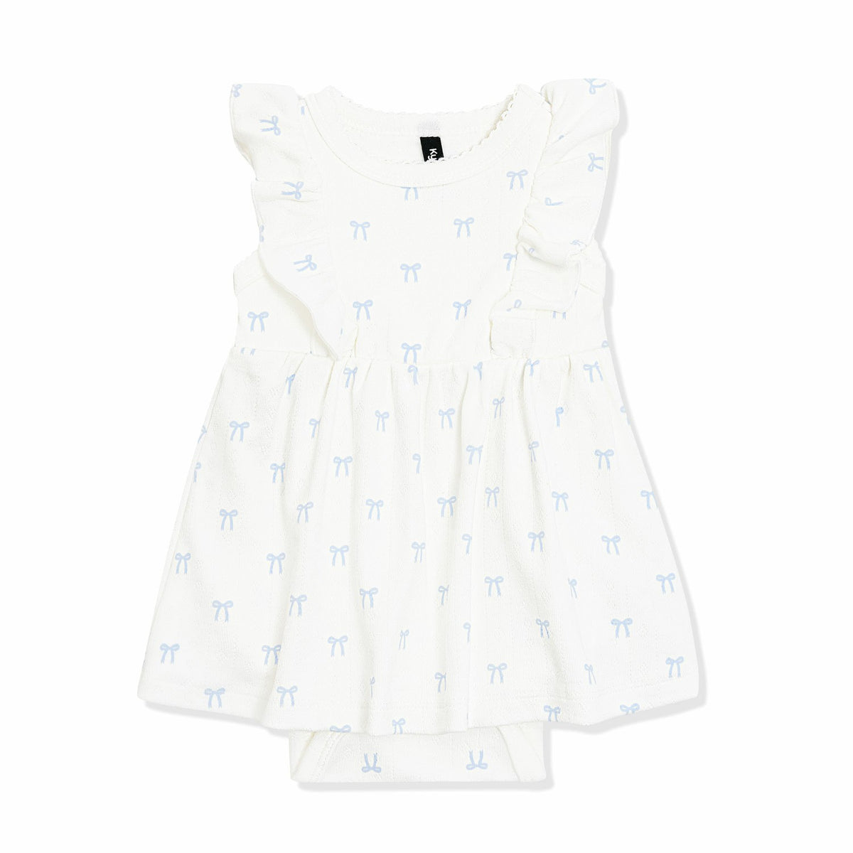 Kyte Baby Pointelle Bodysuit Dress in Sweet Blue Bow