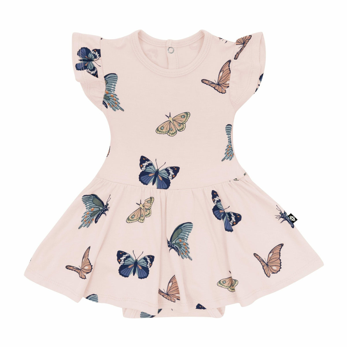 Kyte Baby Twirl Bodysuit Dress in Blush Butterfly