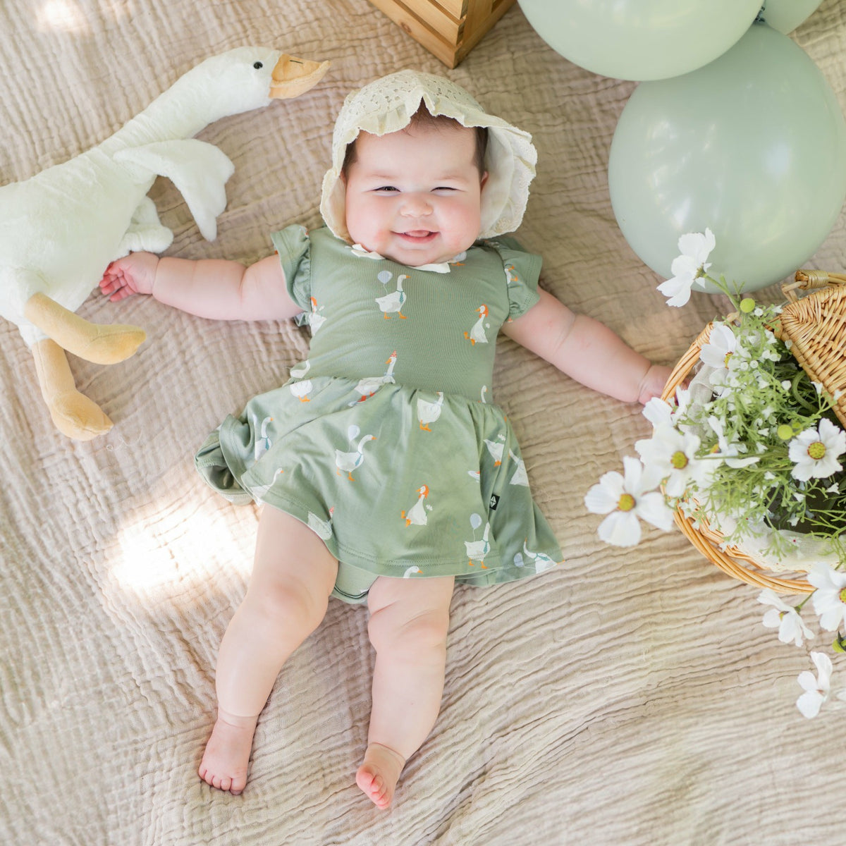 Kyte Baby Twirl Bodysuit Dress in Silly Goose