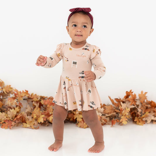 Kyte Baby Long Sleeve Twirl Bodysuit Dress in Gilmore Girls