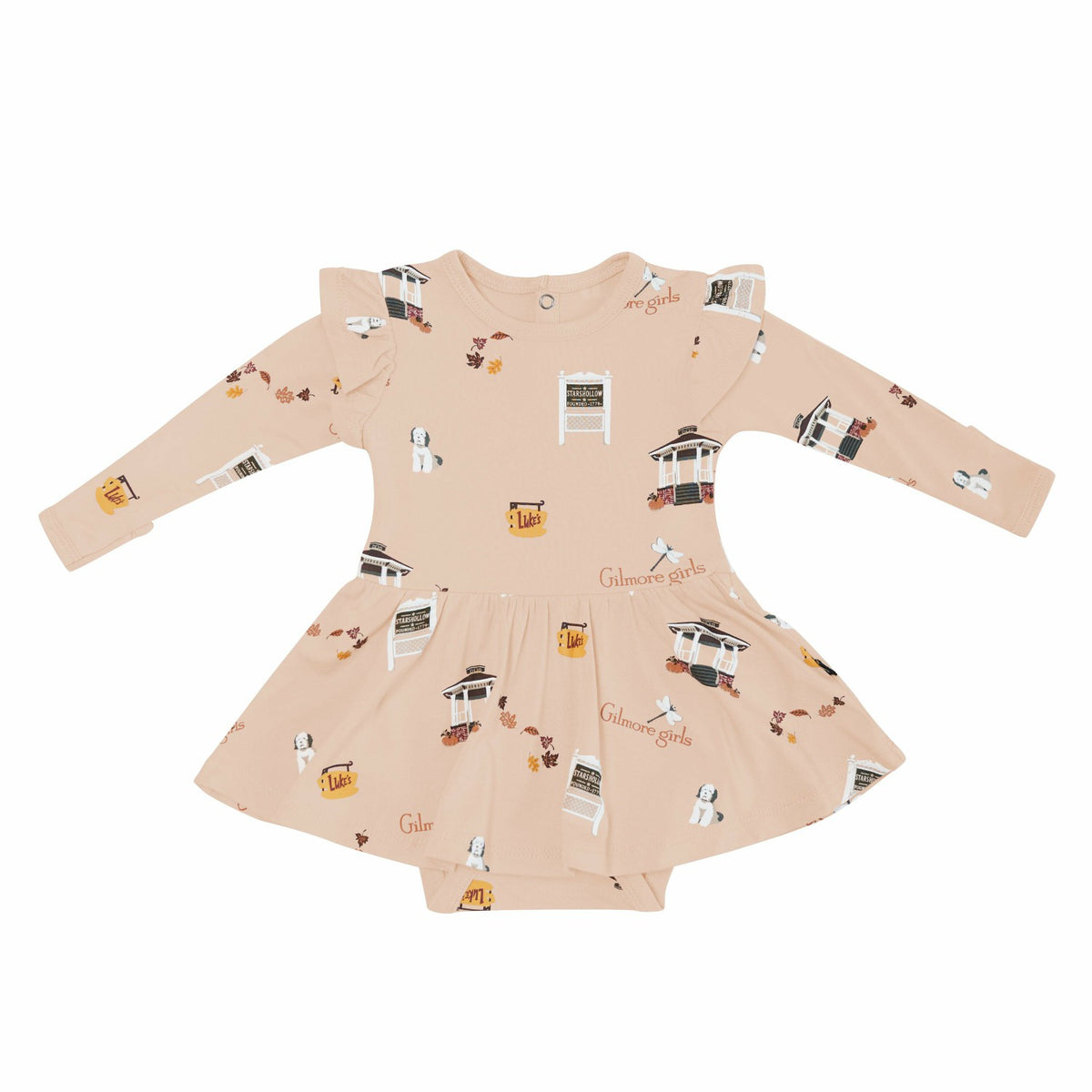 Kyte Baby Long Sleeve Twirl Bodysuit Dress in Gilmore Girls