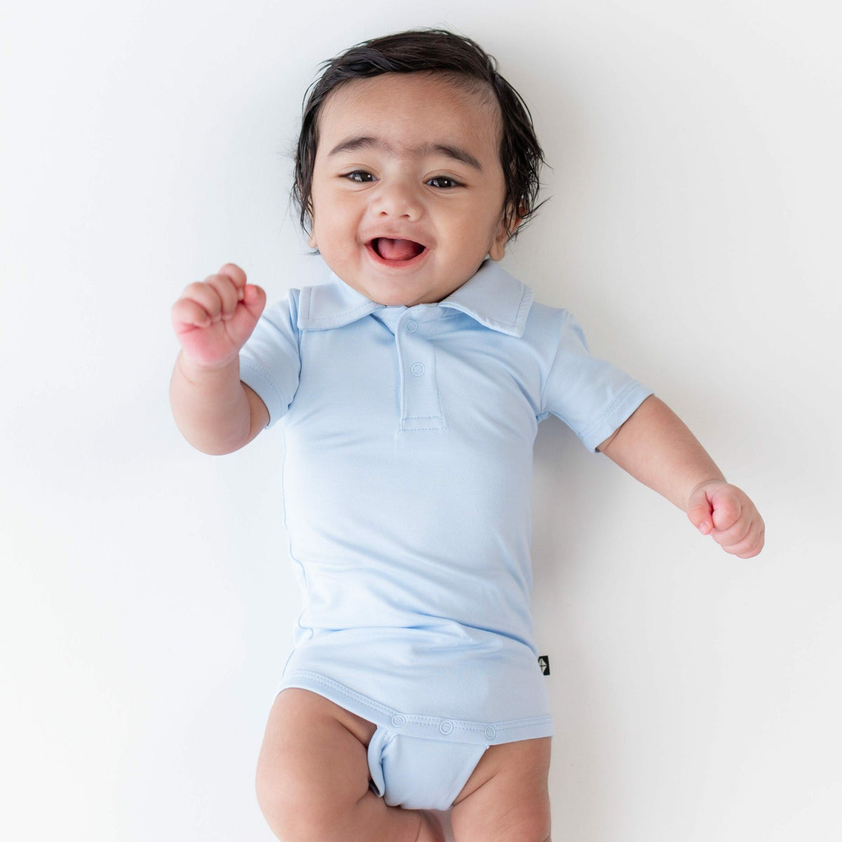 Kyte Baby Polo Bodysuit in Breeze
