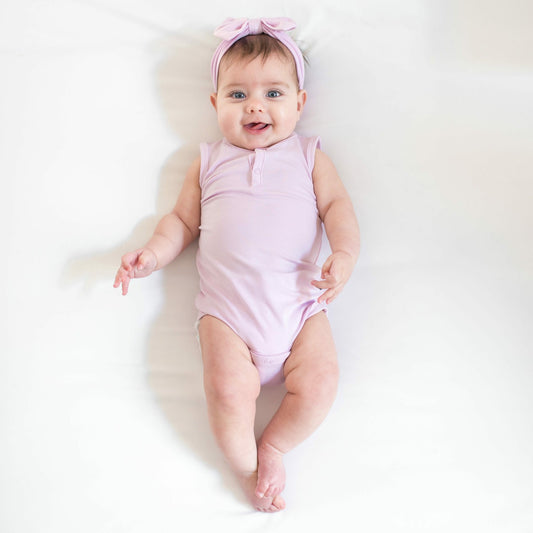 Kyte Baby Sleeveless Bodysuit in Thistle