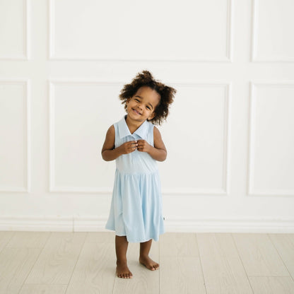 Kyte Baby Polo Bodysuit Dress in Breeze