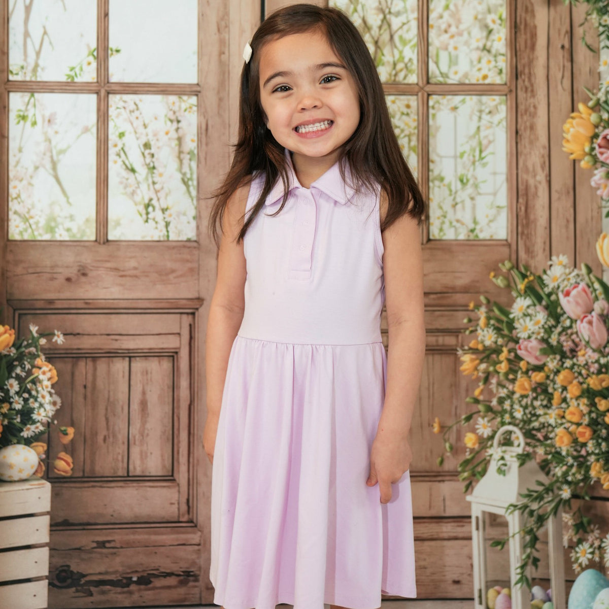Kyte Baby Polo Bodysuit Dress in Thistle