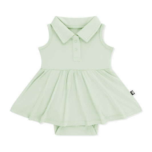 Kyte Baby Polo Bodysuit Dress in Basil