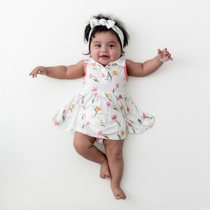 Kyte Baby Polo Bodysuit Dress in Tulip