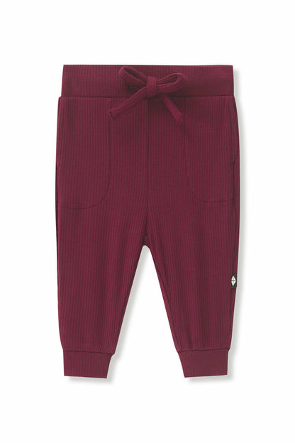 Kyte Baby Ribbed Jogger Pant in Burgundy