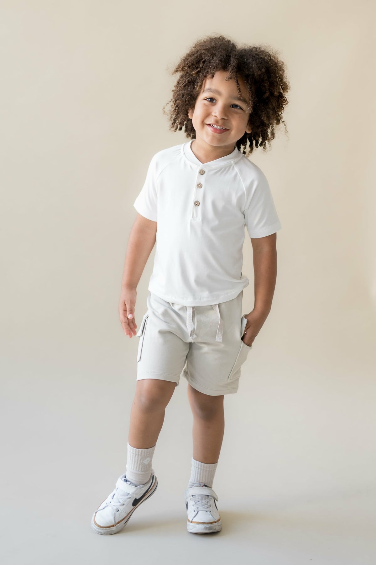Kyte Baby Cargo Short in Oat