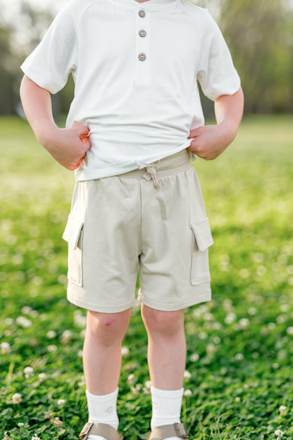 Kyte Baby Cargo Short in Oat
