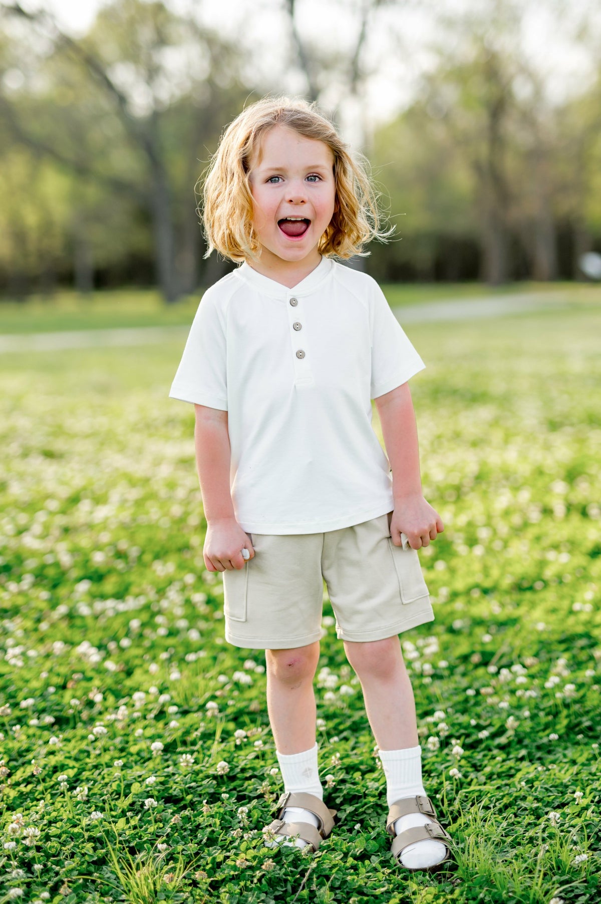 Kyte Baby Cargo Short in Oat