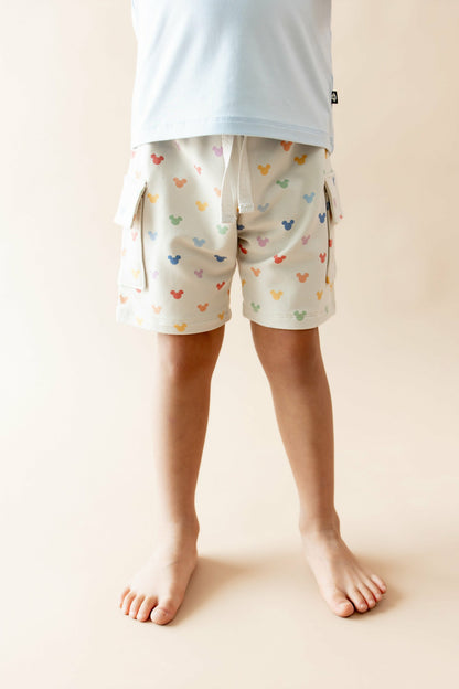 Kyte Baby Cargo Short in Pastel Mickey Mouse