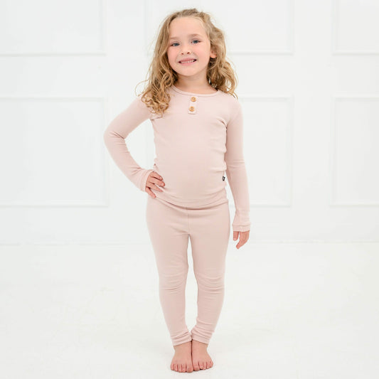 Kyte Baby Ribbed Henley Set in Blush