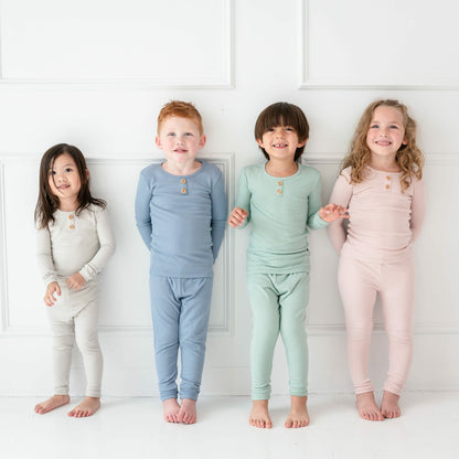 Kyte Baby Ribbed Henley Set in Blush