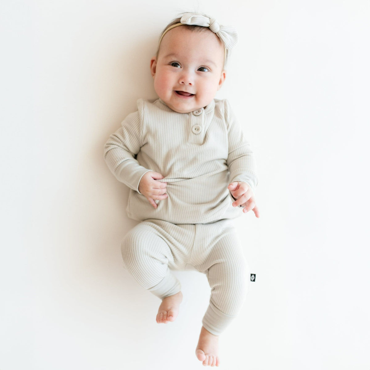 Kyte Baby Ribbed Infant Henley Set in Oat