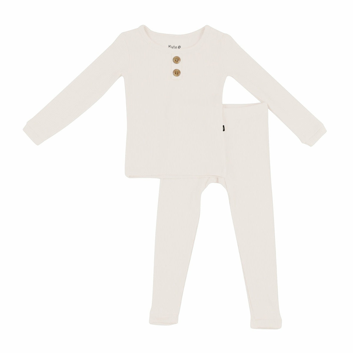 Kyte Baby Ribbed Henley Set in Oat