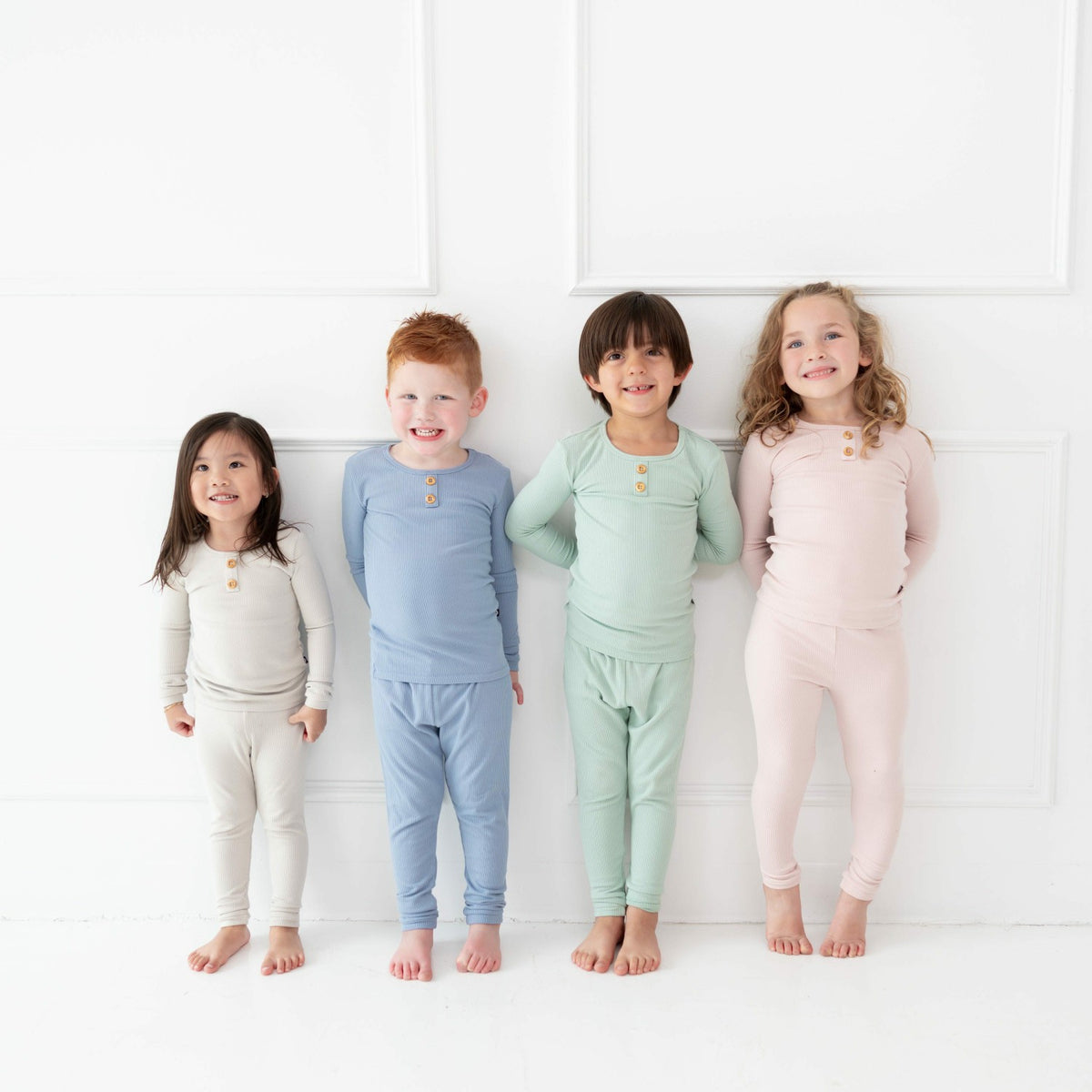 Kyte Baby Ribbed Henley Set in Oat