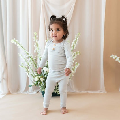 Kyte Baby Ribbed Henley Set in Oat