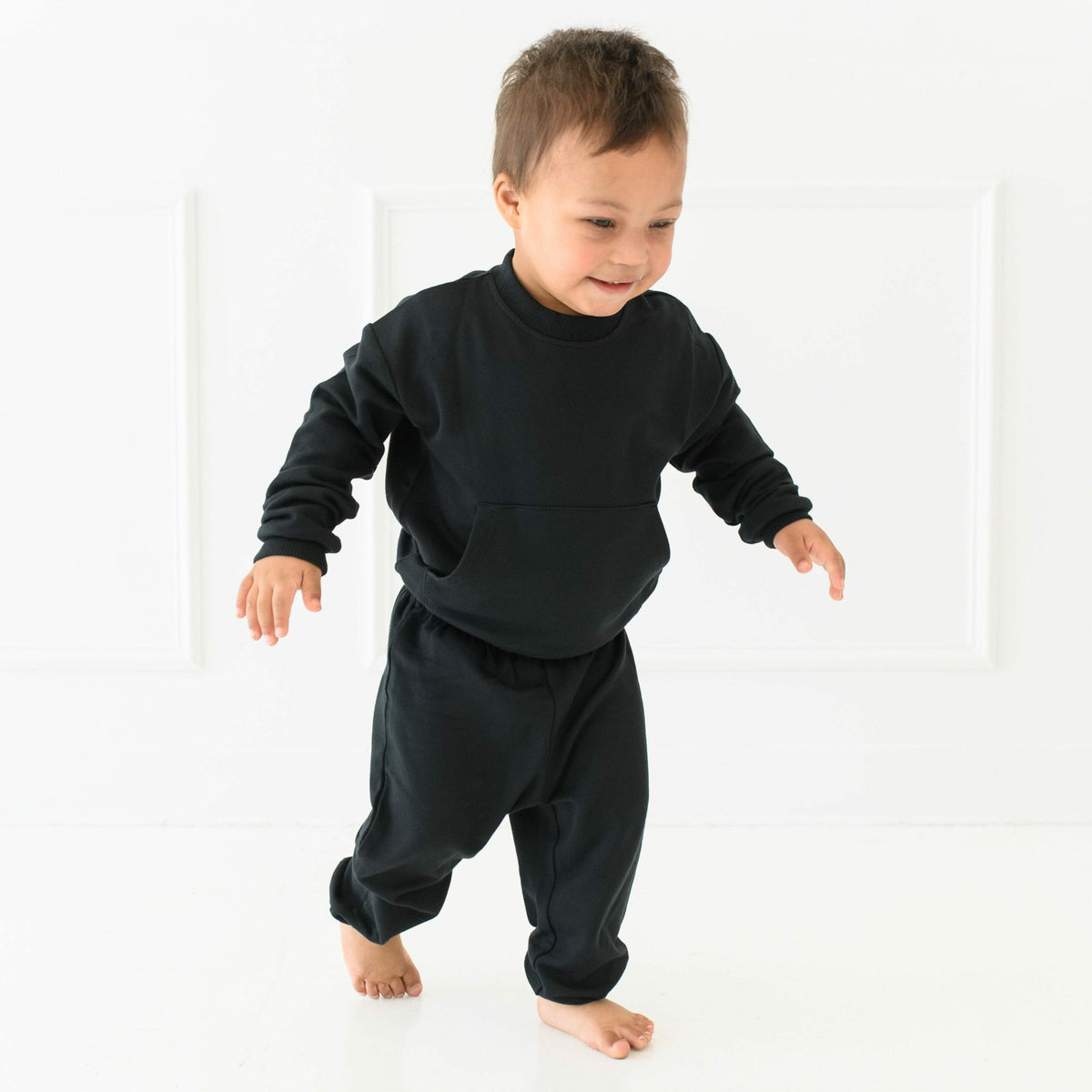 Kyte Baby French Terry Jogger Set in Midnight Black