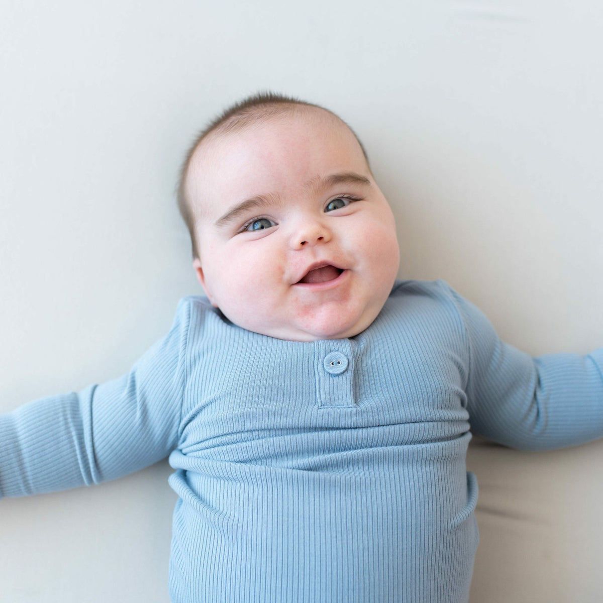 Kyte Baby Ribbed Infant Henley Set in Slate