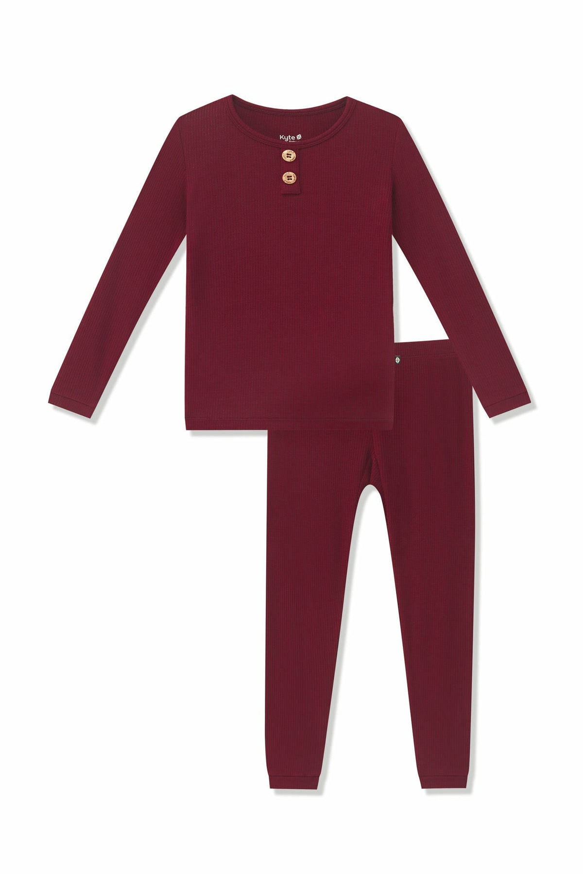 Kyte Baby Ribbed Henley Set in Burgundy