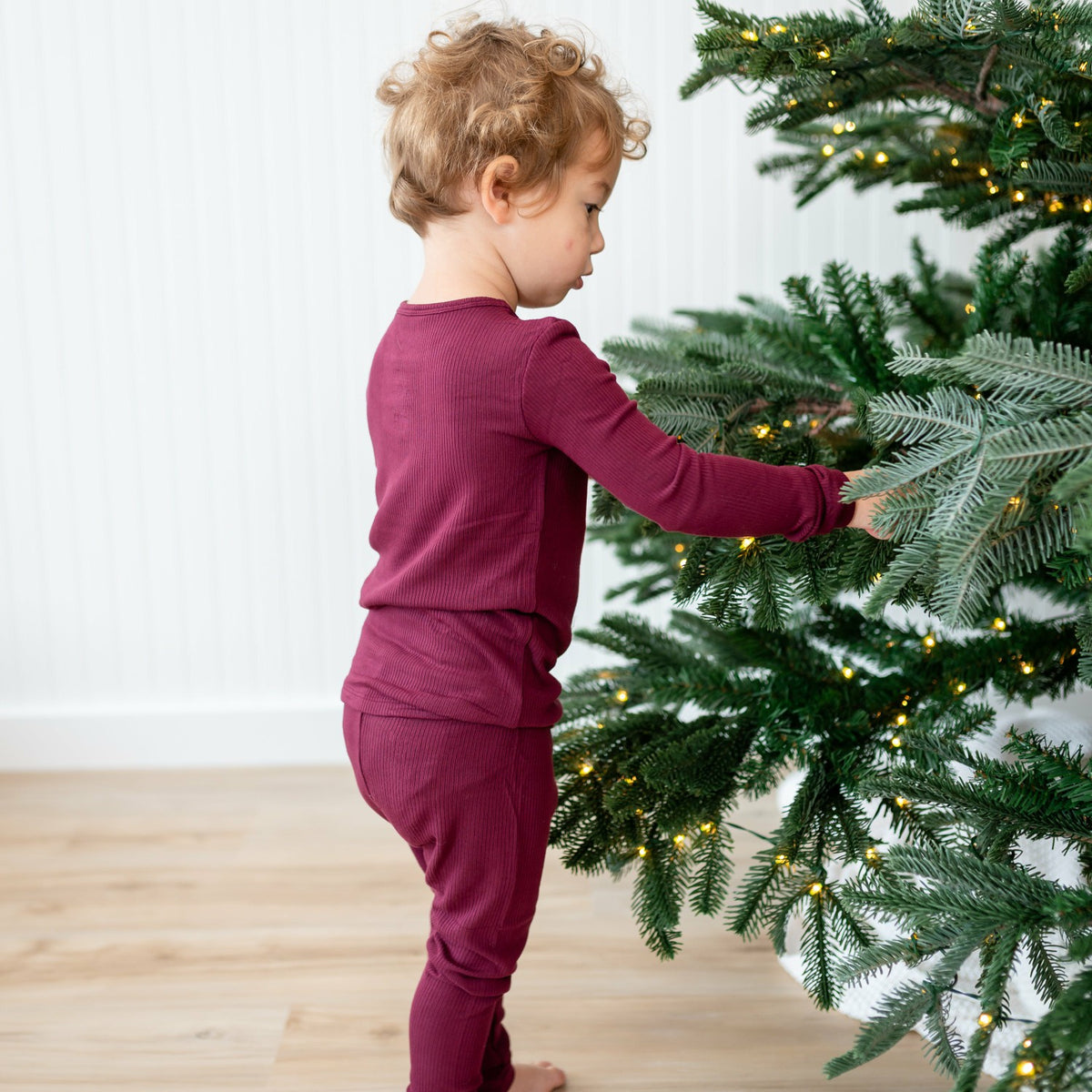 Kyte Baby Ribbed Henley Set in Burgundy