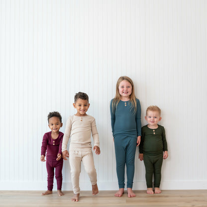 Kyte Baby Ribbed Henley Set in Burgundy