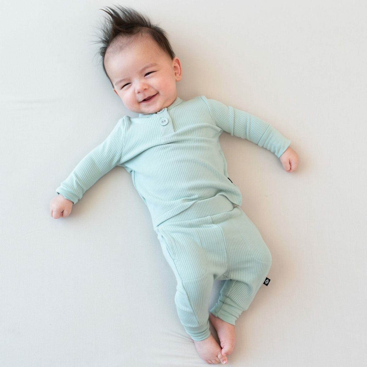 Kyte Baby Ribbed Infant Henley Set in Sage