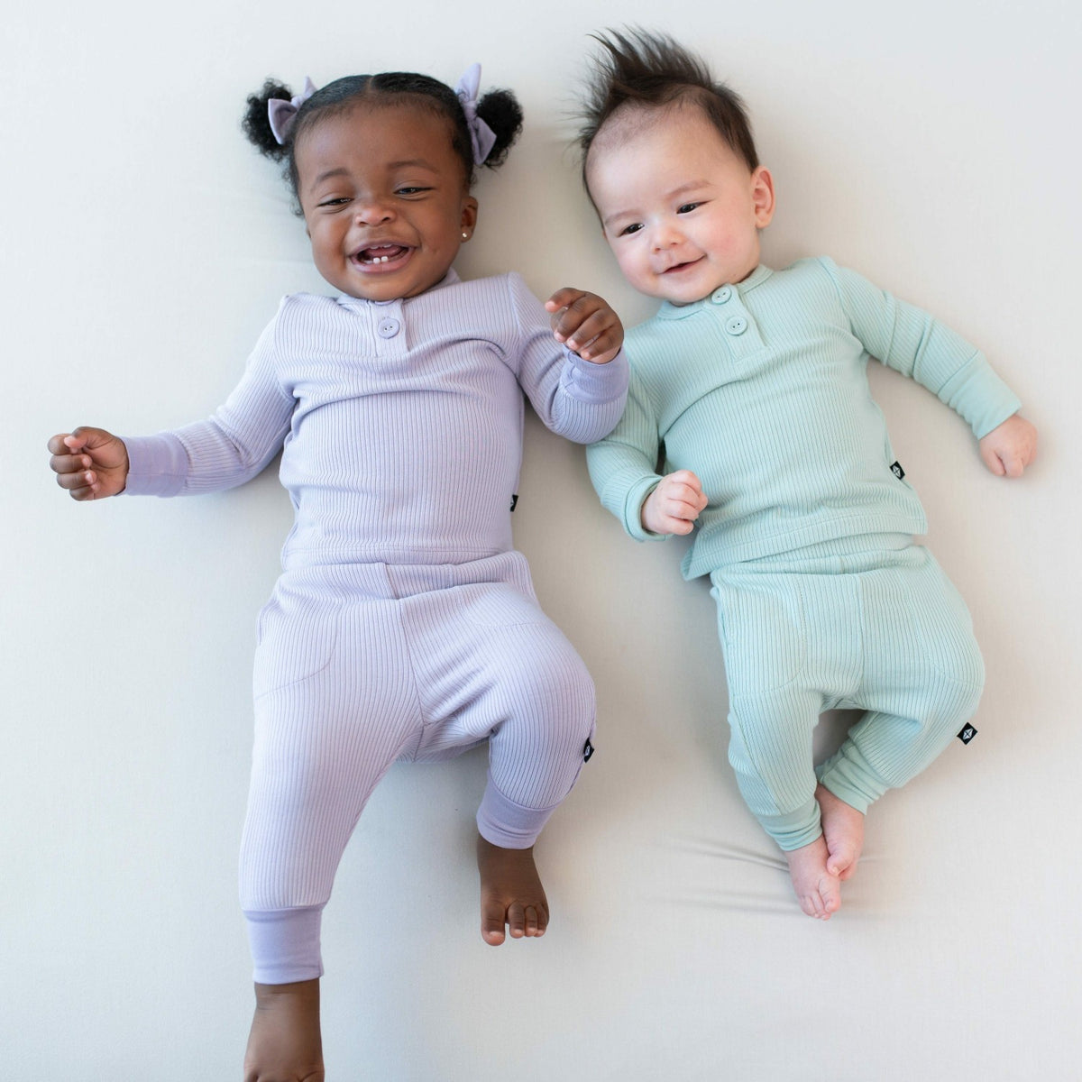 Kyte Baby Ribbed Infant Henley Set in Sage