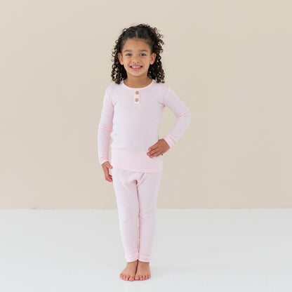 Kyte Baby Ribbed Henley Set in Sakura