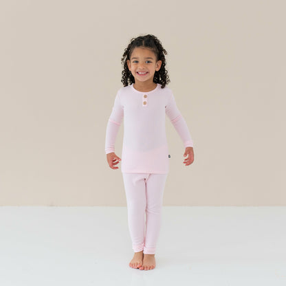 Kyte Baby Ribbed Henley Set in Sakura
