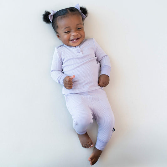 Kyte Baby Ribbed Infant Henley Set in Taro