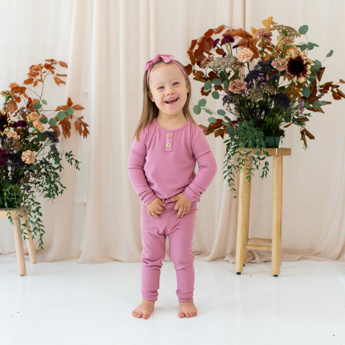 Kyte Baby Ribbed Henley Set in Apple Blossom