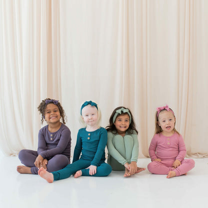 Kyte Baby Ribbed Henley Set in Apple Blossom