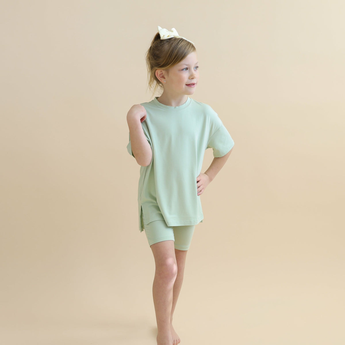 Kyte Baby Toddler Biker Short Set in Basil