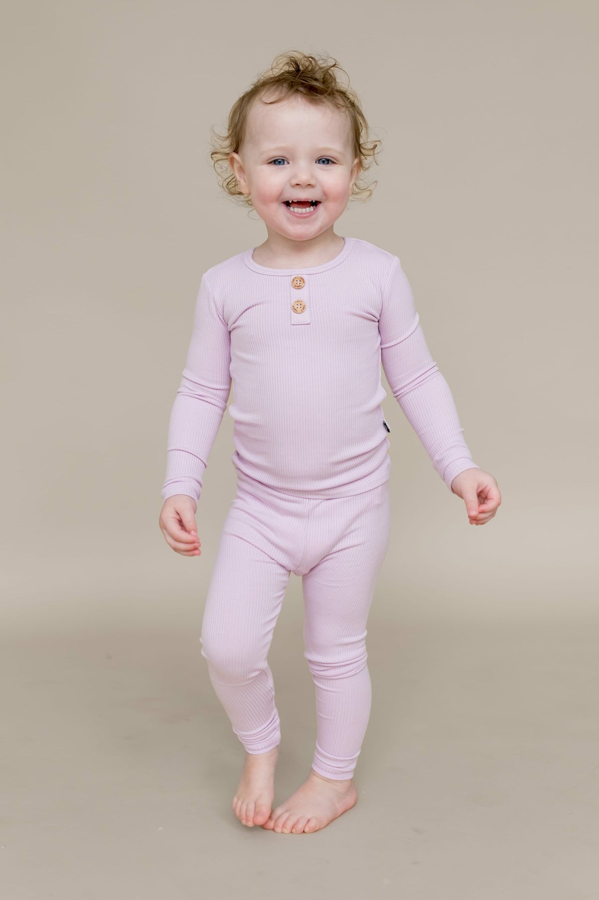 Kyte Baby Ribbed Henley Set in Thistle