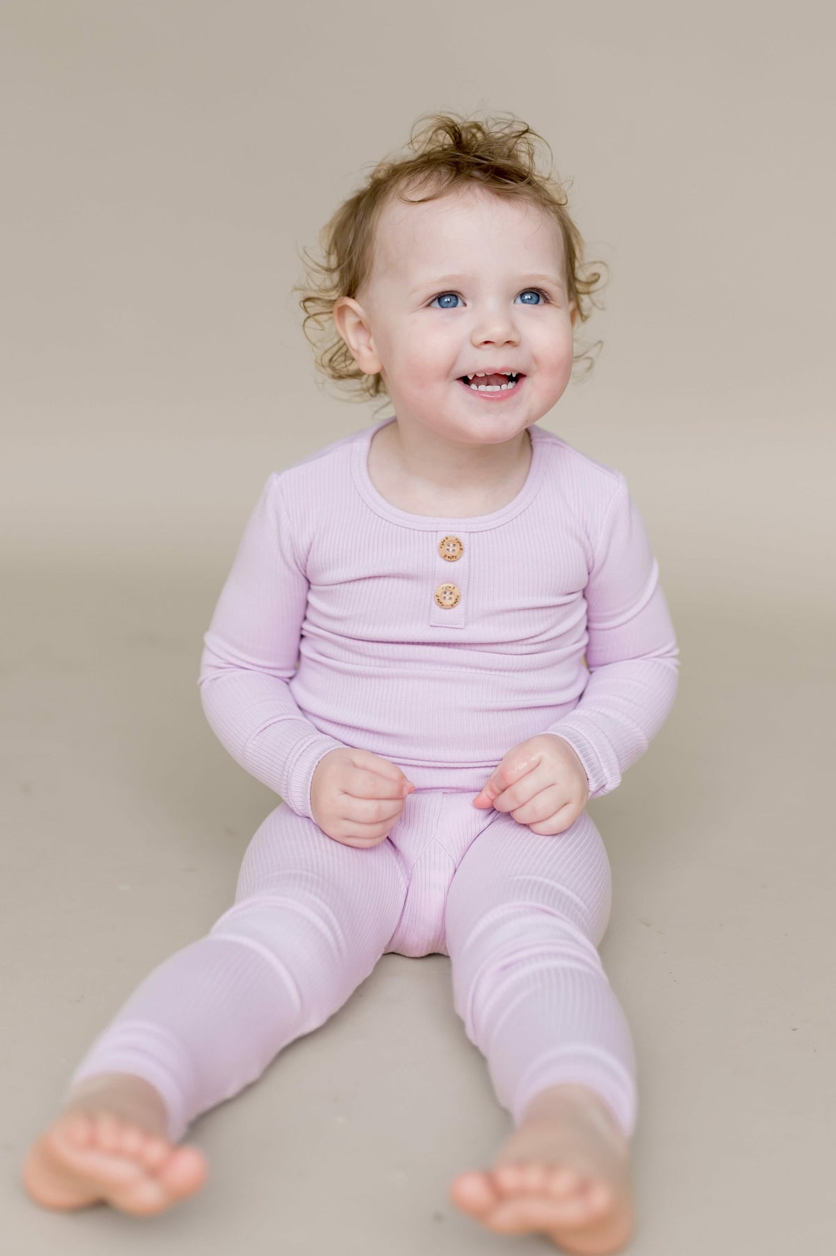 Kyte Baby Ribbed Henley Set in Thistle