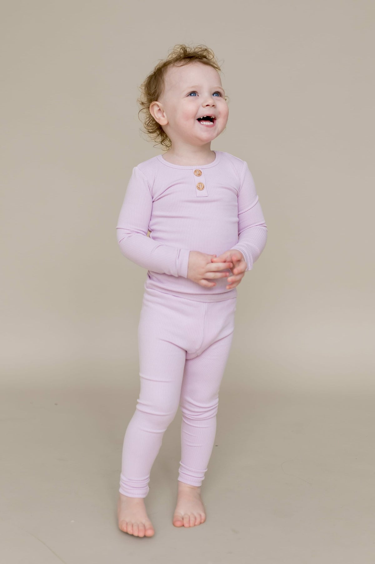 Kyte Baby Ribbed Henley Set in Thistle