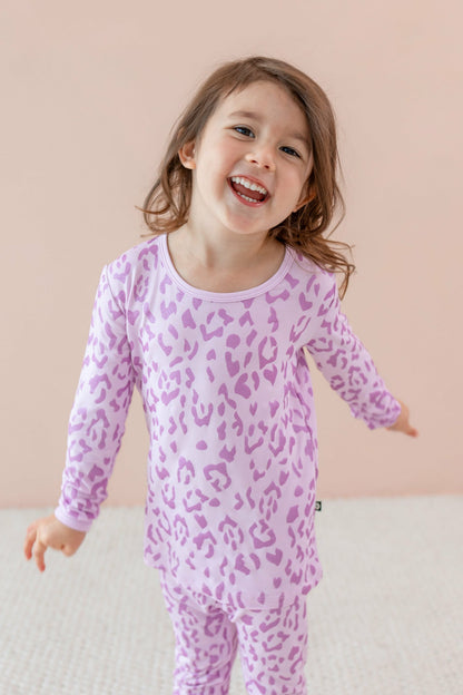 Kyte Baby Long Sleeve Pajamas in Thistle Leopard