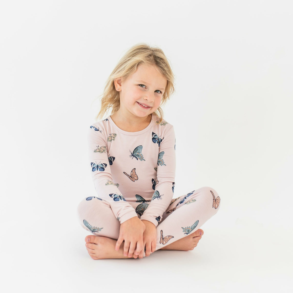 Kyte Baby Long Sleeve Pajamas in Blush Butterfly