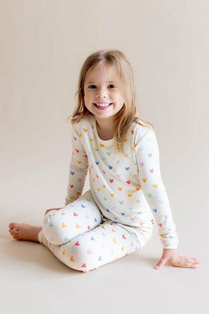 Kyte Baby Long Sleeve Pajamas in Pastel Mickey Mouse