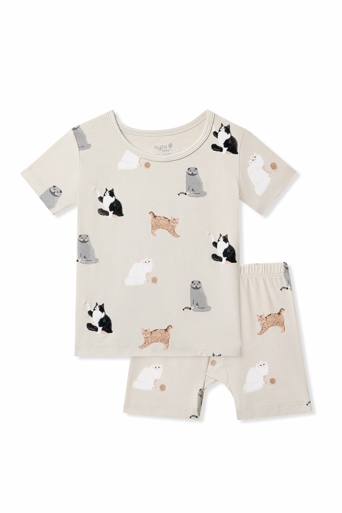 Kyte Baby Short Sleeve Pajamas in Fluffy Cat