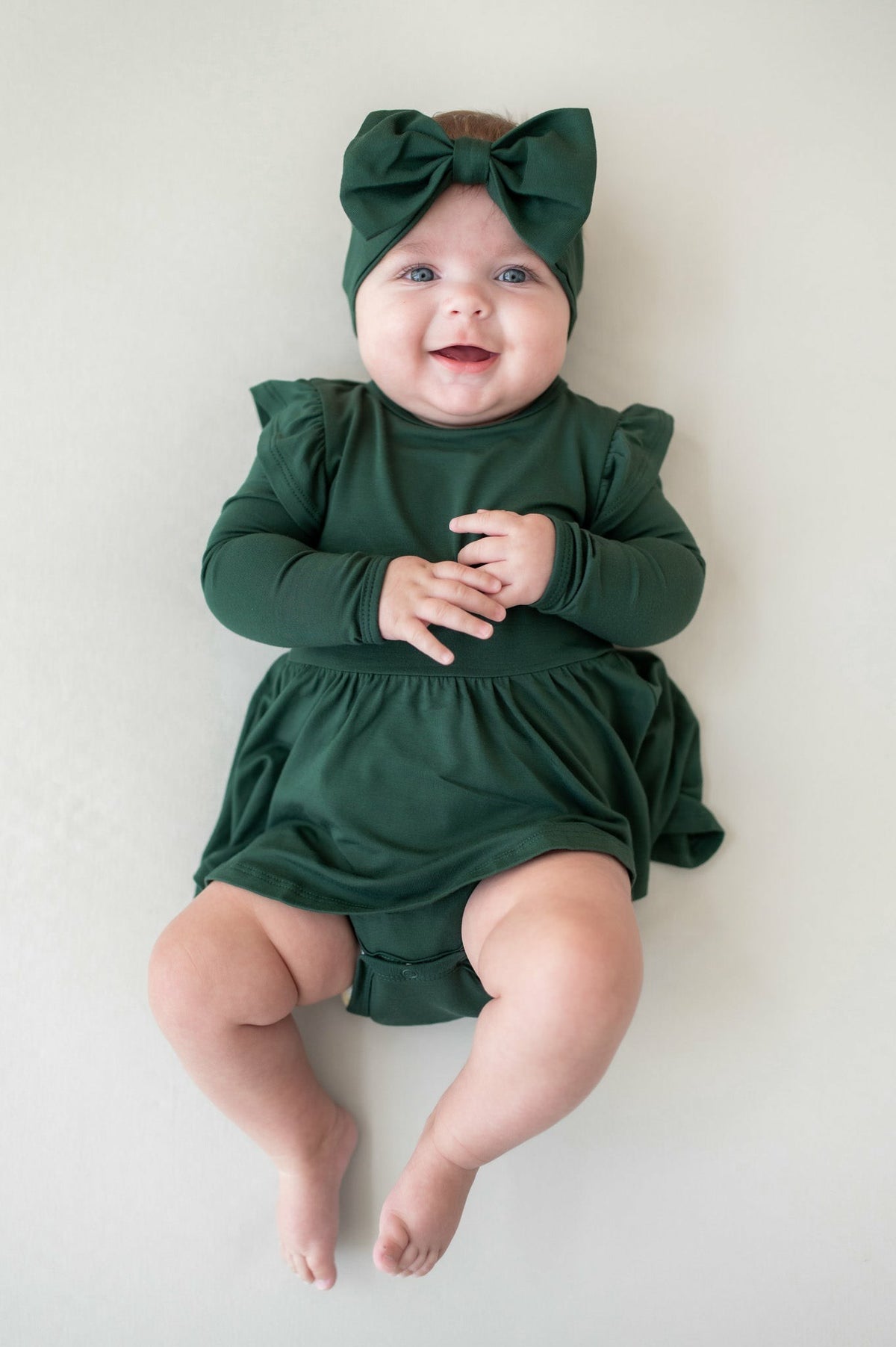Kyte Baby Long Sleeve Twirl Bodysuit Dress in Cypress