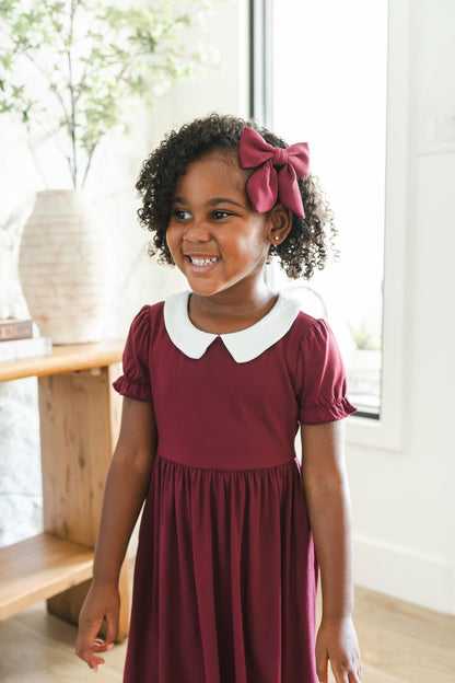 Kyte Baby Peter Pan Collar Dress in Burgundy