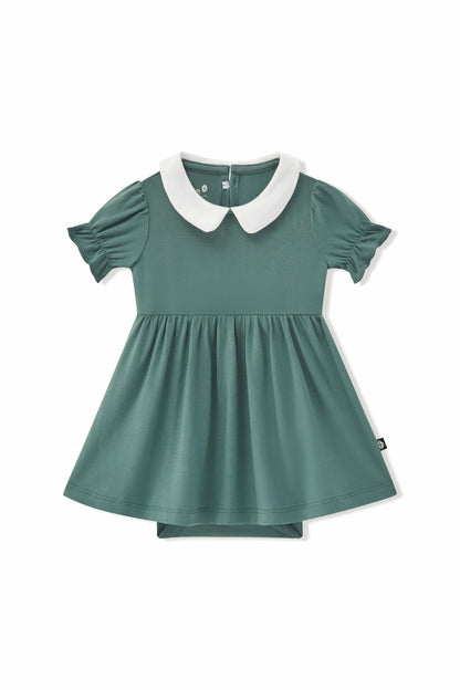 Kyte Baby Peter Pan Collar Bodysuit Dress in Pine
