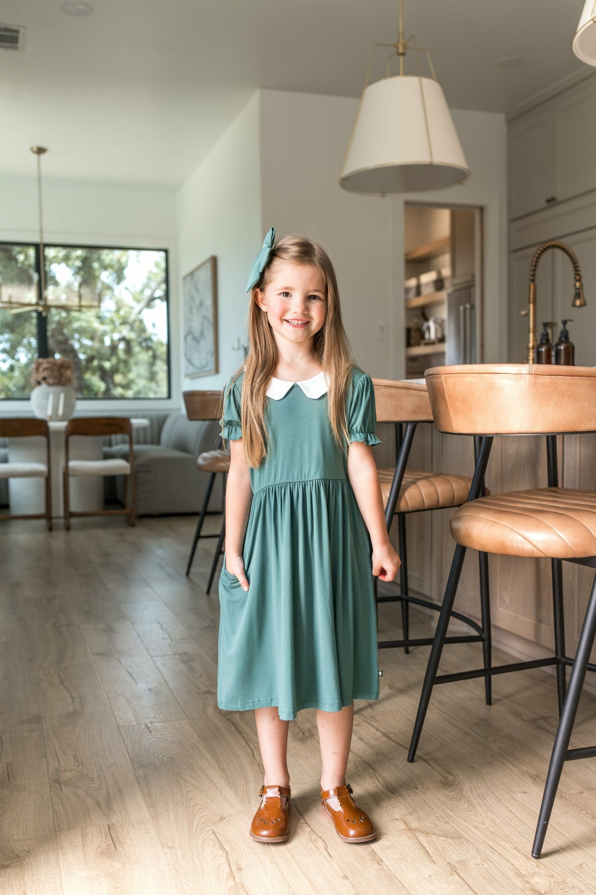 Kyte Baby Peter Pan Collar Dress in Pine