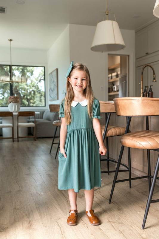 Kyte Baby Peter Pan Collar Dress in Pine
