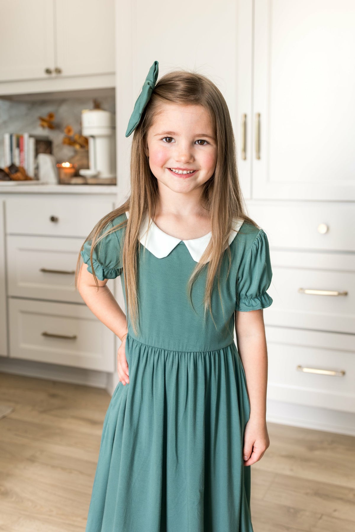 Kyte Baby Peter Pan Collar Dress in Pine