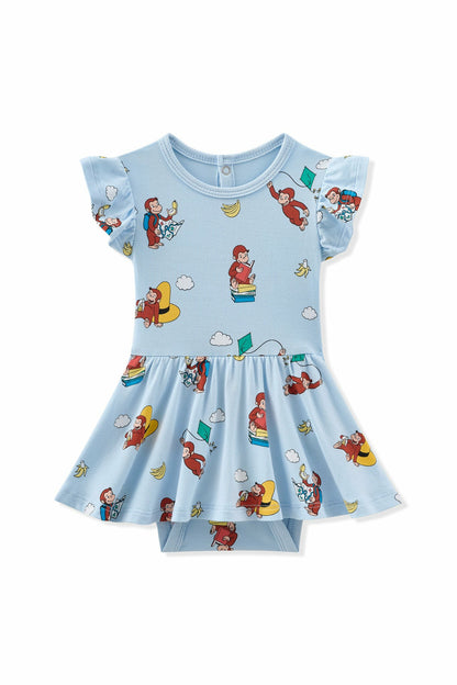 Kyte Baby Twirl Bodysuit Dress in Curious George